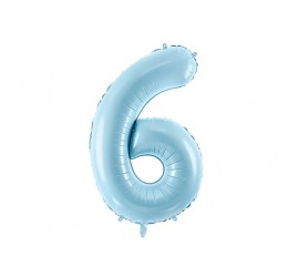 Melsvas folinis balionas „6“ 86cm