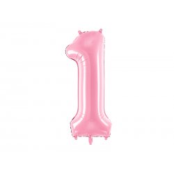 Rožinis folinis balionas „1“ 86 cm