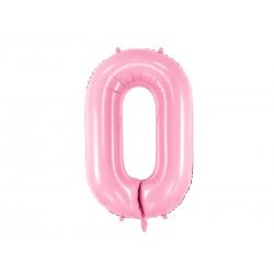 Rožinis folinis balionas „0“ 86 cm