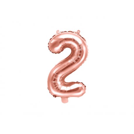 Rožinio aukso spalvos balionas „2“ 35 cm