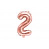 Rožinio aukso spalvos balionas „2“ 35 cm