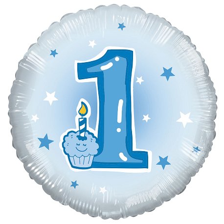 Apvalus folinis balionas pirmojo gimtadienio proga „1“ / 45 cm