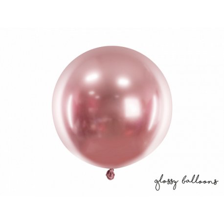 Apvalus rožinio aukso spalvos balionas 60cm
