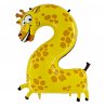 Geltonas folinis balionas - "Skaičius 2" Žirafa / 100 cm