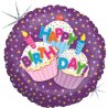 Violetinis folinis balionas - "Happy birthday" / 45 cm
