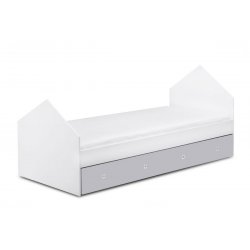 Vaikiška lova „Mirum“ su stalčiumi (balta/pilka) 90x200 cm.
