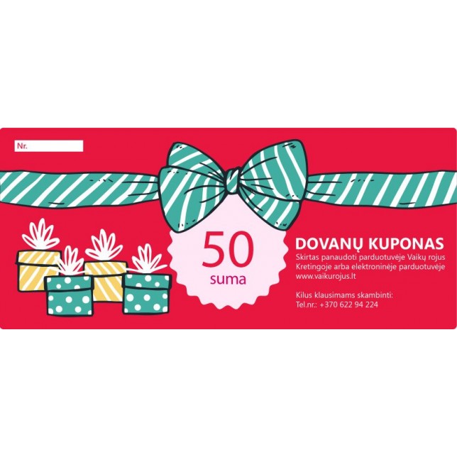 50 eurų Dovanų kuponas apsipirkimui 50 eurų Dovanų kuponas apsipirkimui