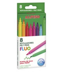 Alpino flomasteriai „Fluo“ 8 spalvos