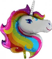 Folinis balionas ant pagaliuko - "Unicorn" / 35 cm