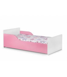 Rožinė vaikiška lova su čiužiniu „Pabis“ 80x160 cm.