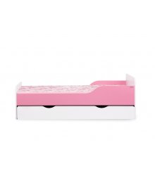 Rožinė vaikiška lova su stalčiumi „Pabis“ 80x160 cm.