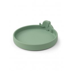Žalia silikoninė lėkštutė „Drambliukas Elfis“