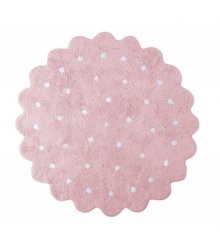 Rožinis apvalus vaikiškas kilimas "Sausainiukas"