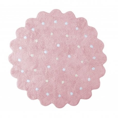 Rožinis apvalus vaikiškas kilimas