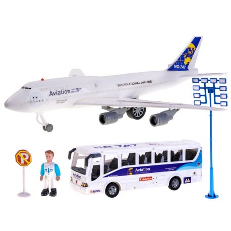 Aviacijos rinkinys: keleivinis lėktuvas su autobusu