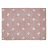 Rožinis vaikiškas kilimas su baltomis žvaigždelėmi