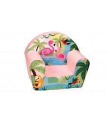Rožinis vaikiškas fotelis - "Flamingai"