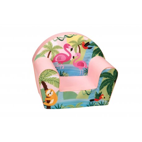 Rožinis vaikiškas fotelis - "Flamingai"