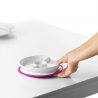 OXO rožinė lėkštė prilimpančiu dugnu ir skyreliais