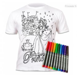 Spalvinimo marškinėliai su flomasteriais "Princesės" 9-11m