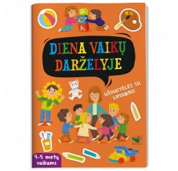 Užduotėlių kyga su lipdukais "Diena vaikų darželyje"