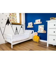 Balta viengulė lova vaikams - "Giraffe" 140x70 cm