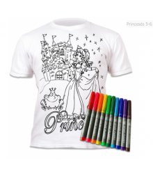 Spalvinimo marškinėliai su flomasteriais "Princesė" 5-6m