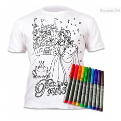 Spalvinimo marškinėliai su flomasteriais "Princesė" 5-6m