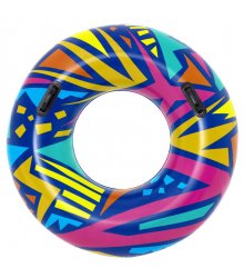 Pripučiamas mėlynos spalvos plaukimo ratas "Spalvų Geometrija"