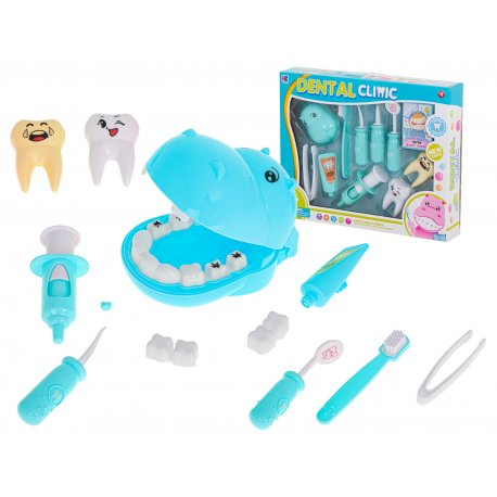 Mėlynas vaikiškas odontologo rinkinys "Begemoto dantys"