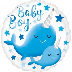 Apvalus folinis baliona ''Baby Boy'', mėlynas