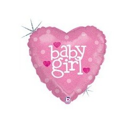 Folinis balionas, širdelės formos ''Baby Girl'', rožinis