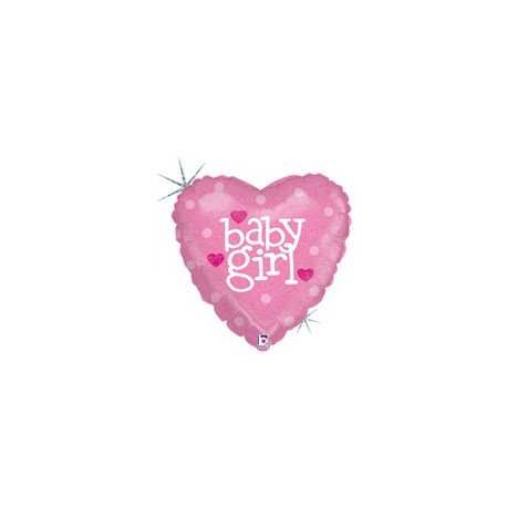 Folinis balionas, širdelės formos ''Baby Girl'', rožinis