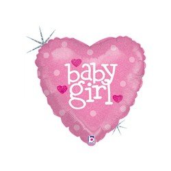 Folinis balionas, širdelės formos ''Baby Girl'', rožinis