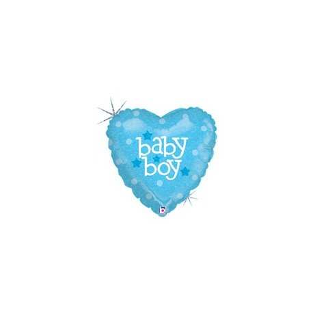 Folinis balionas, širdelės formos ''Baby Boy'', mėlynas 46cm.