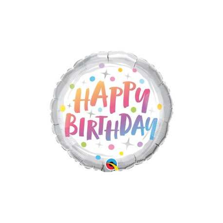 Folinis balionas ''Happy Birthday'', baltas, 46cm.