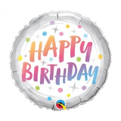 Folinis balionas ''Happy Birthday'', baltas, 46cm.