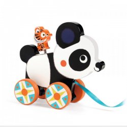 Traukiamas medinis žaisliukas "Panda Bilis"