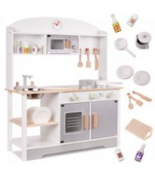 Vaikiška medinė virtuvėlė "Moderni Klasika" su priedais