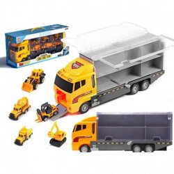 Žaislinis sunkvežimis su paleidimo įranga + metalinė automobilių statybos įranga