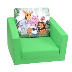 Žalias išsiskleidžiantis foteliukas - "Zoo draugai"