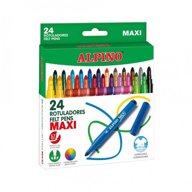 24 spalvų Alpino Maxi flomasteriai