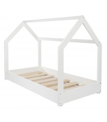 Balta medinė lova ''Namelis'' 190x90cm.