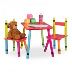 Spalvingas staliuko komplektas su 2 kėdutėmis - colorful art