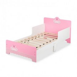 Rožinė vaikiška lovytė - swan 70x140 cm.