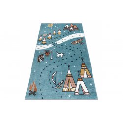 Mėlynas vaikiškas kilimas - "Indėnų kaimas"