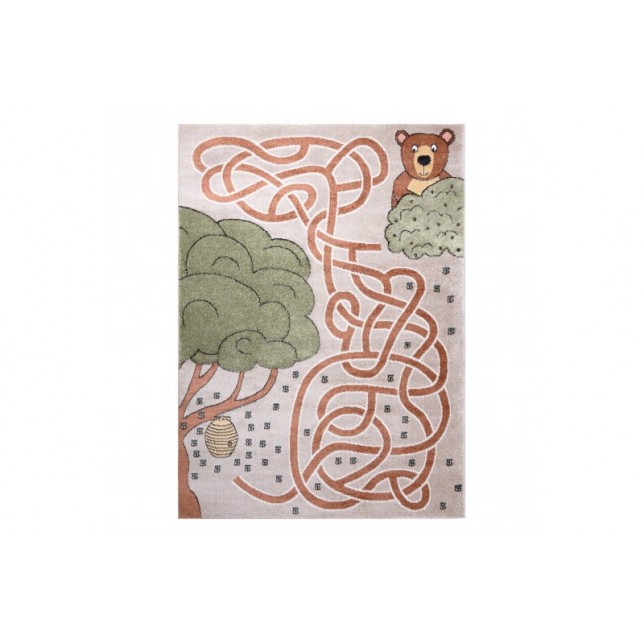 Kilimas vaikams - "Lokys, labirintas ir bitutės" smėlio spalvos
