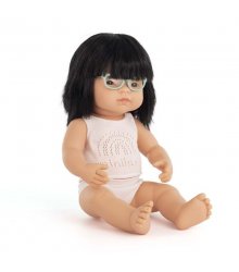 Miniland lėlė mergaitė su akinukais, 38 cm