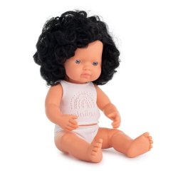 Miniland juodaplaukė lėlė mergaitė, 38 cm