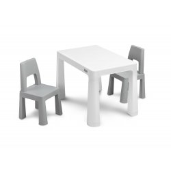 Staliuko ir kėdučių komplektas su pilkais akcentais "Monti"